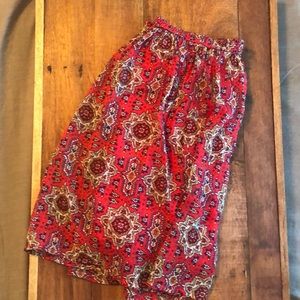 Red pattern mini skirt